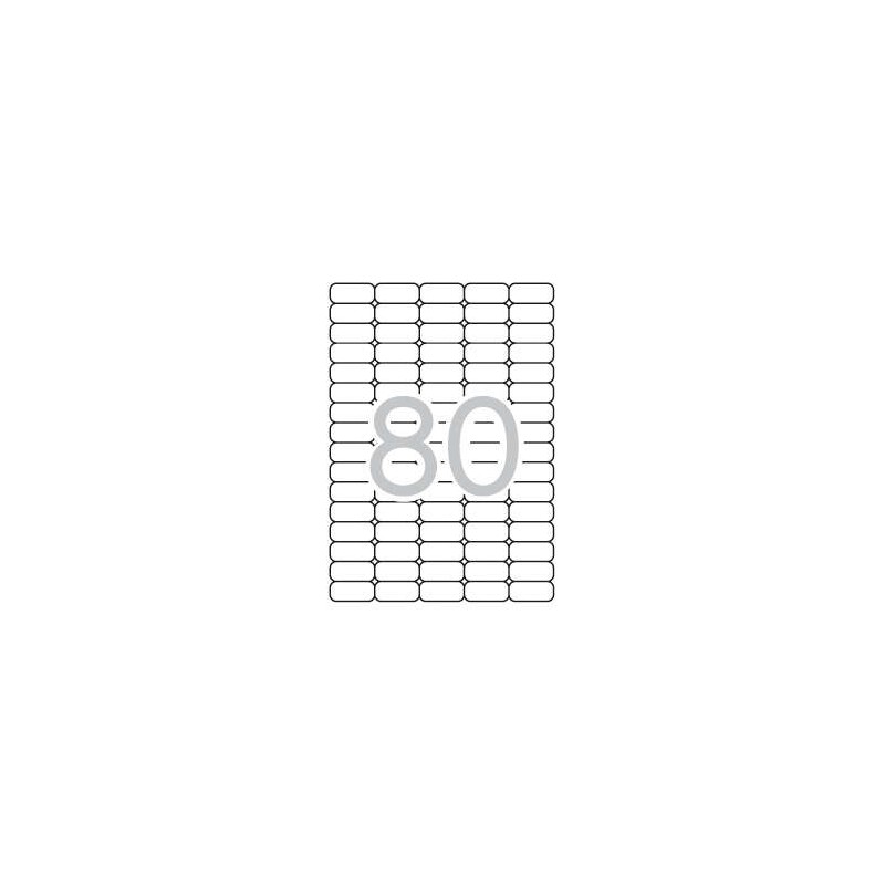 Apli Confezione da 2.000 etichette 35.6x16.9 mm - 25 fogli per 80 etichette - Adesivo rimovibile - Bordi smussati - Adat