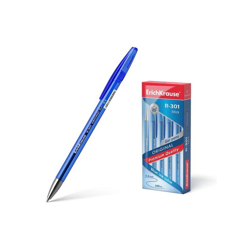 Penna a sfera originale a inchiostro gel Erichkrause R-301 - Pennino da 0.5 mm - Tratto da 0.4 mm - Fusto traslucido col