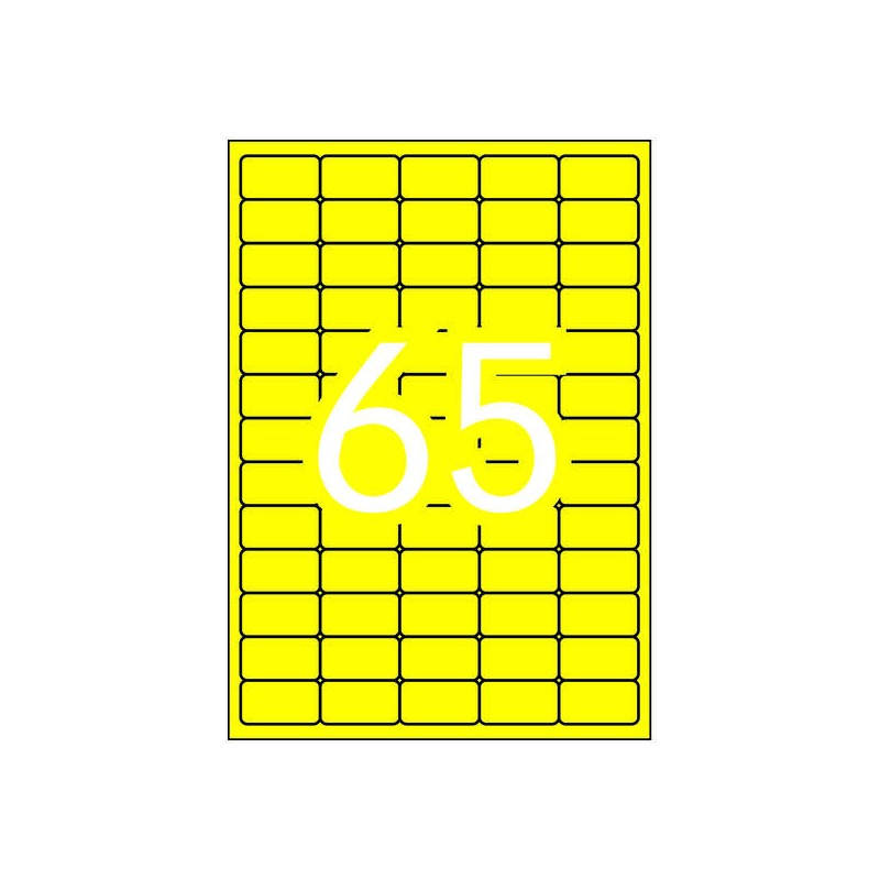 Apli Confezione da 1.300 etichette giallo fluorescente 38.1x21.2 mm - 20 fogli x 65 etichette - Adesivo permanente - Bor