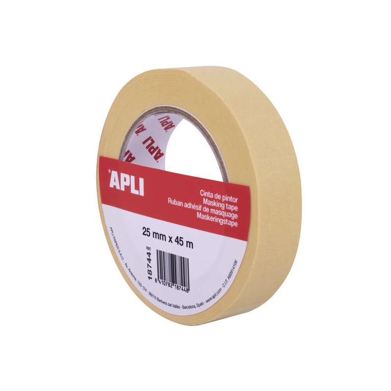 Nastro per pittori Apli 25 mm x 45 m - Facile da tagliare e applicare - Adesione forte e duratura - Resistente all'umidi