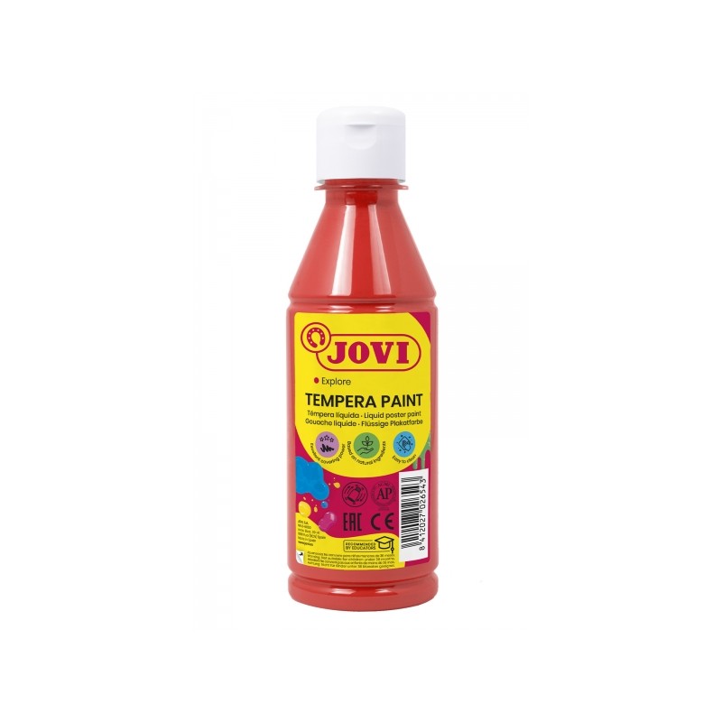 Jovi Tempera Paint Tempera liquida 250ml - A base d'acqua - Pronta all'uso - Alto potere coprente - Asciugatura rapida -