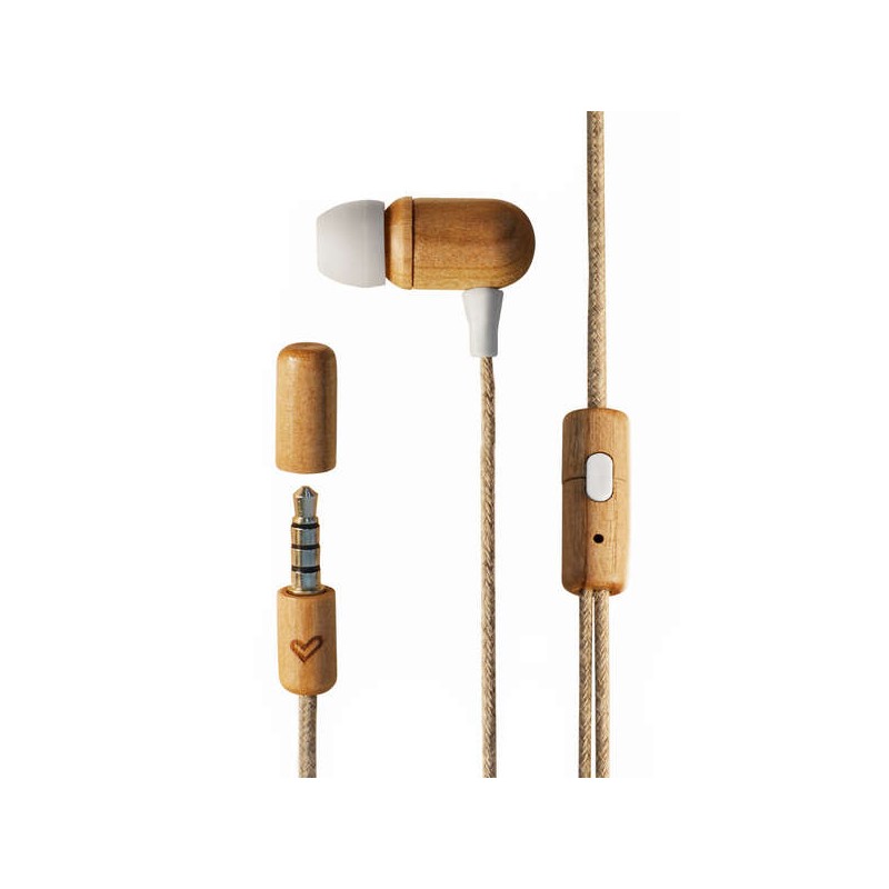 Cuffie Energy Sistem Eco CherryWood - Mini Jack - Legno sostenibile - Cavo in canapa - Microfono - Controllo della conve