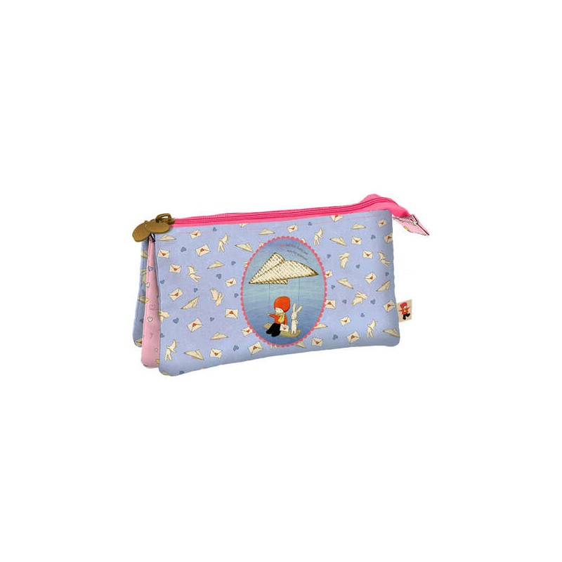 Dohe Santoro Poppi Loves Messenger Cartella tripla - 3 scomparti - Chiusura a zip