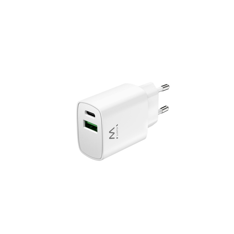 Caricabatterie da parete Ewent USB-C/PD + USB-A/QC 20W - Bianco