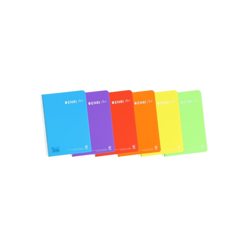 Quaderno a spirale Enri Plus 4° anno 2.5 mm - Copertina in plastica - 80 fogli 90gr - Colori assortiti