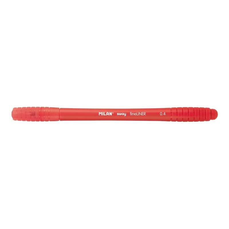 Milan Sway Fineliner - Punta fine 0.4 mm - Ergonomica - Inchiostro a base d'acqua - Colore rosso