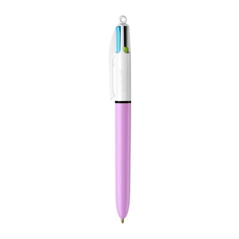 Penna a sfera retrattile Bic 4 Colours Fun - Punta media da 1.0 mm - Inchiostro a base di olio - Colori rosa. viola. tur