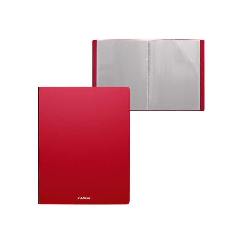 Cartella classica opaca Erichkrause con 10 tasche - Formato A4 - Colore rosso