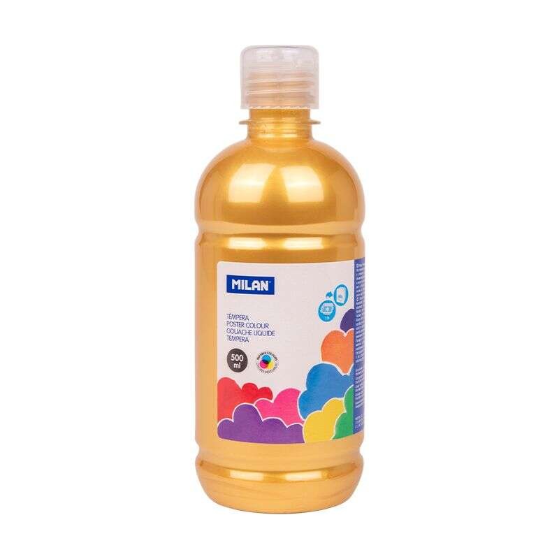 Bottiglia di tempera Milano 500ml - Tappo dosatore - Asciugatura rapida - Miscelabile - Colore oro