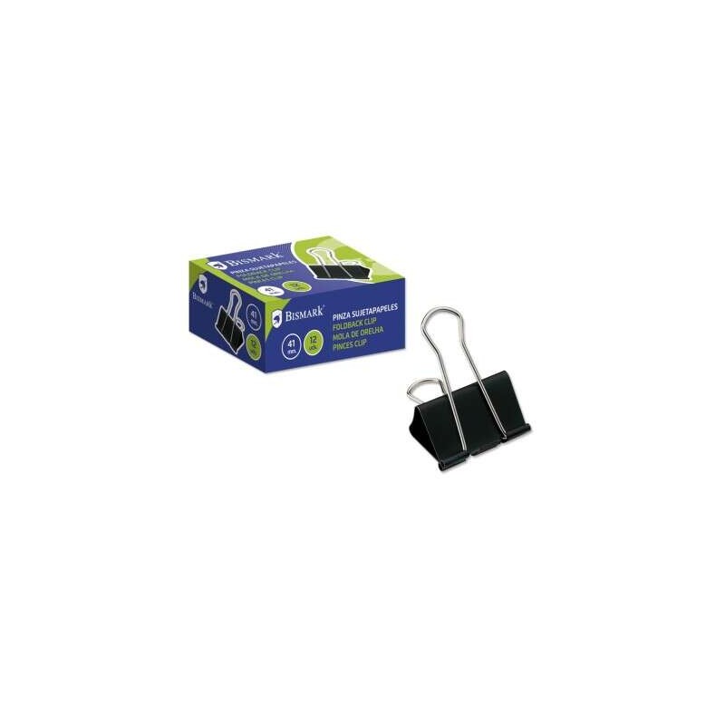Bismark Confezione da 12 graffette in metallo da 41 mm - Flip-top - Nero