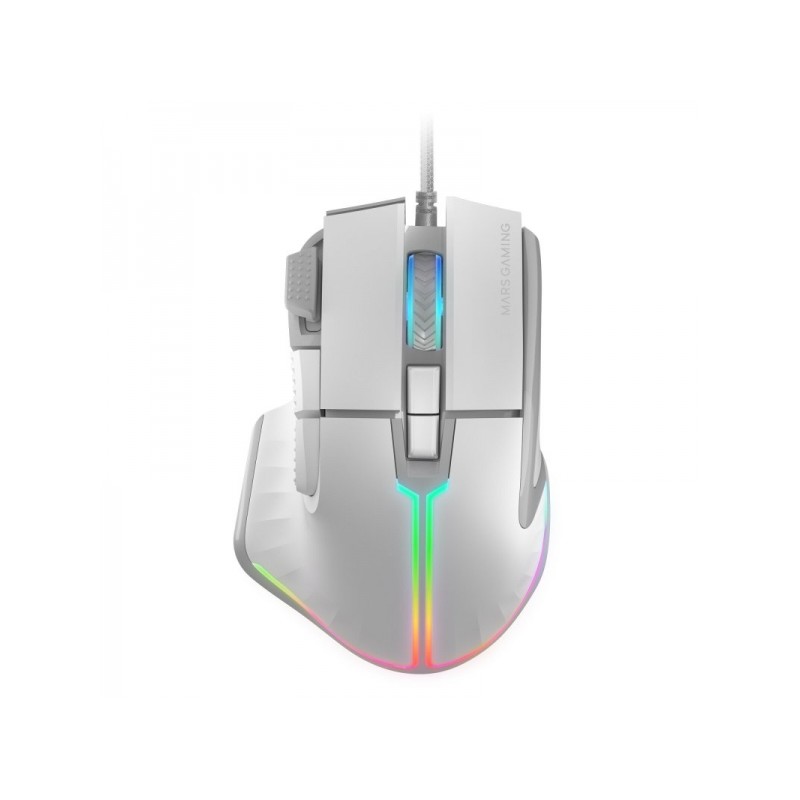 Mouse da gioco MM-XT di Mars Gaming - Illuminazione RGB - Sensore A825PRO 12800 DPI - 9 pulsanti HUANO - Cavo in paracor
