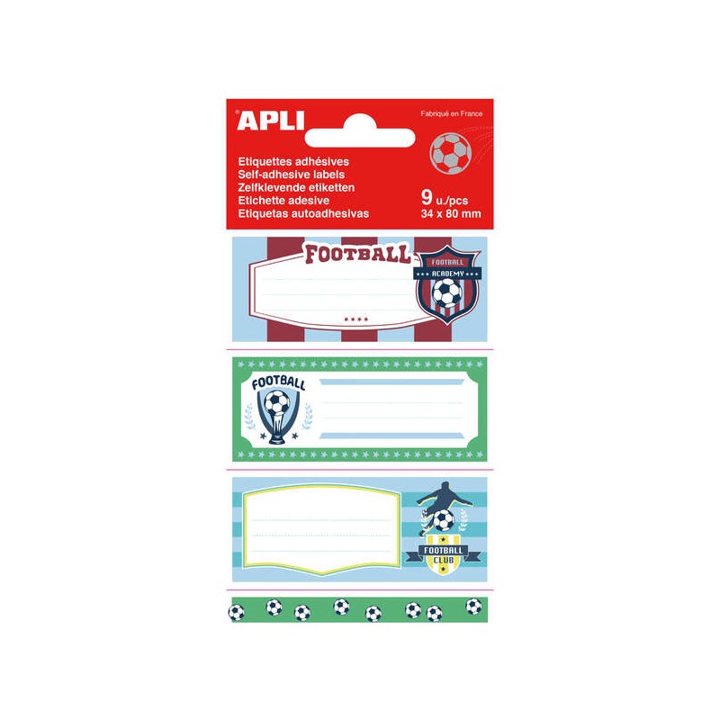 Adesivi per la scuola di calcio Apli - Dimensioni 81x36 mm - 9 adesivi per busta - Adesivi permanenti di alta qualità -