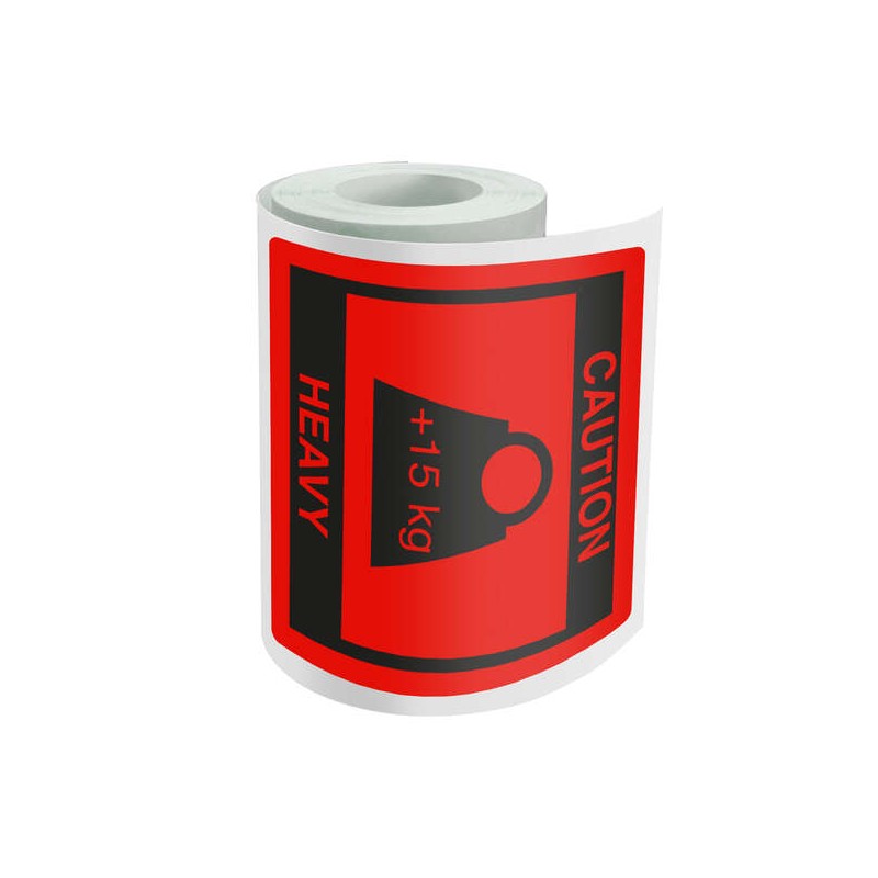Rotolo di 500 etichette adesive di attenzione - pesanti - 80x80 mm - per la spedizione di pacchi