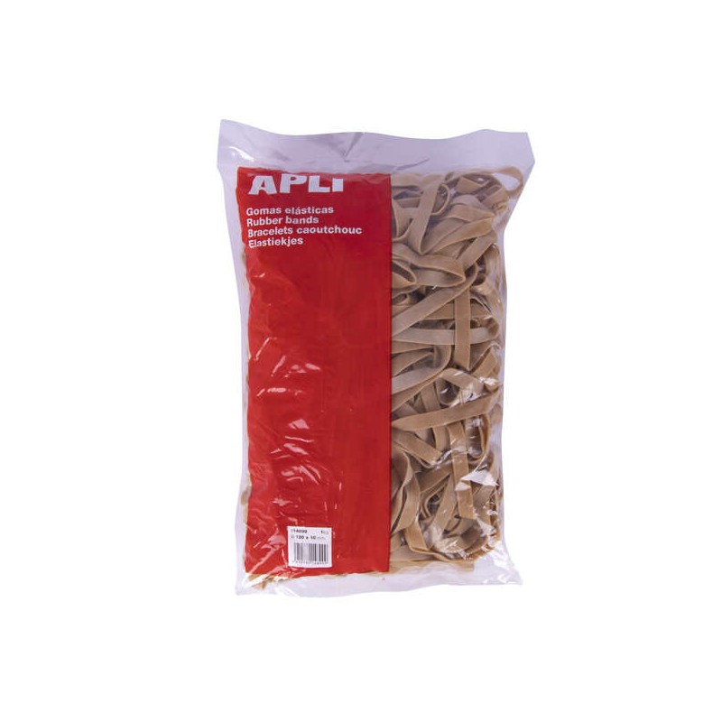 Bande di gomma naturale Apli - Ø 120 x 10 mm - Alta elasticità e resistenza - Contenuto 1 kg