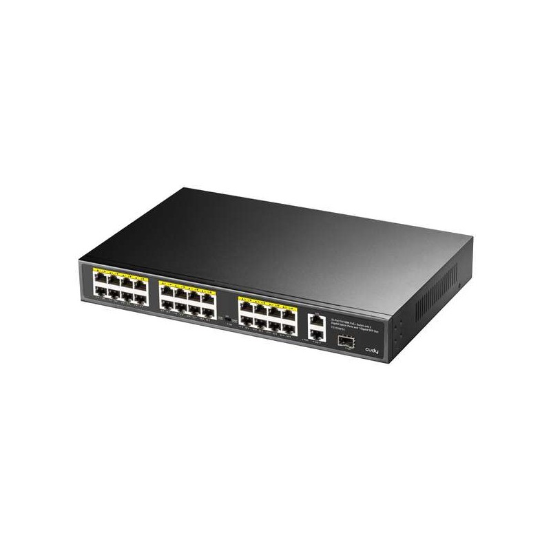 Cudy FS1026PS1 Switch Gigabit PoE+ a 24 porte 10/100Mbps + 2 porte Uplink Gigabit + 1 slot SFP 1.25Gbps