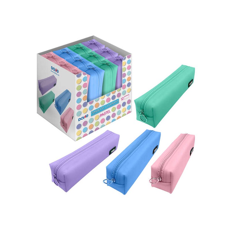 Espositore Dohe con 12 portaoggetti singoli quadrati - Soft Touch - Chiusura a cerniera - Colori assortiti