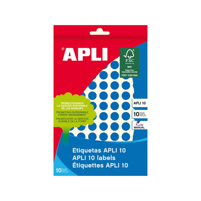 Etichette Apli 10 Etichette blu Ø 10 mm 8 fogli