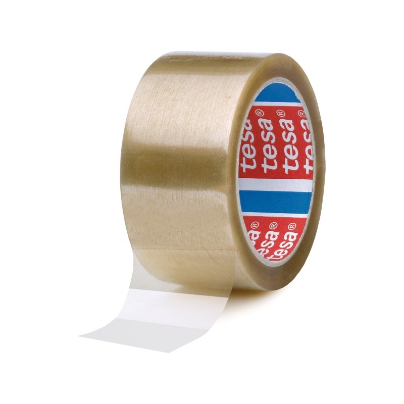 Tesa 4089 Nastro da imballaggio 50 mm x 66 metri - In polipropilene - Adesivo in gomma naturale - Trasparente