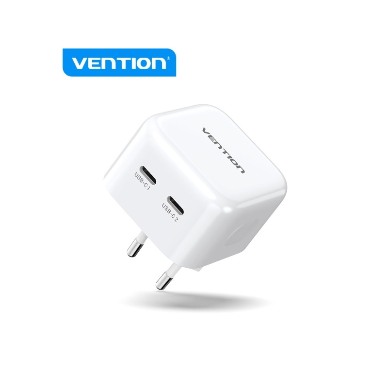 Vention Caricatore USB-C+USB-C GaN - Ricarica rapida - Protezioni integrate - Compatibile con più dispositivi - Potenza
