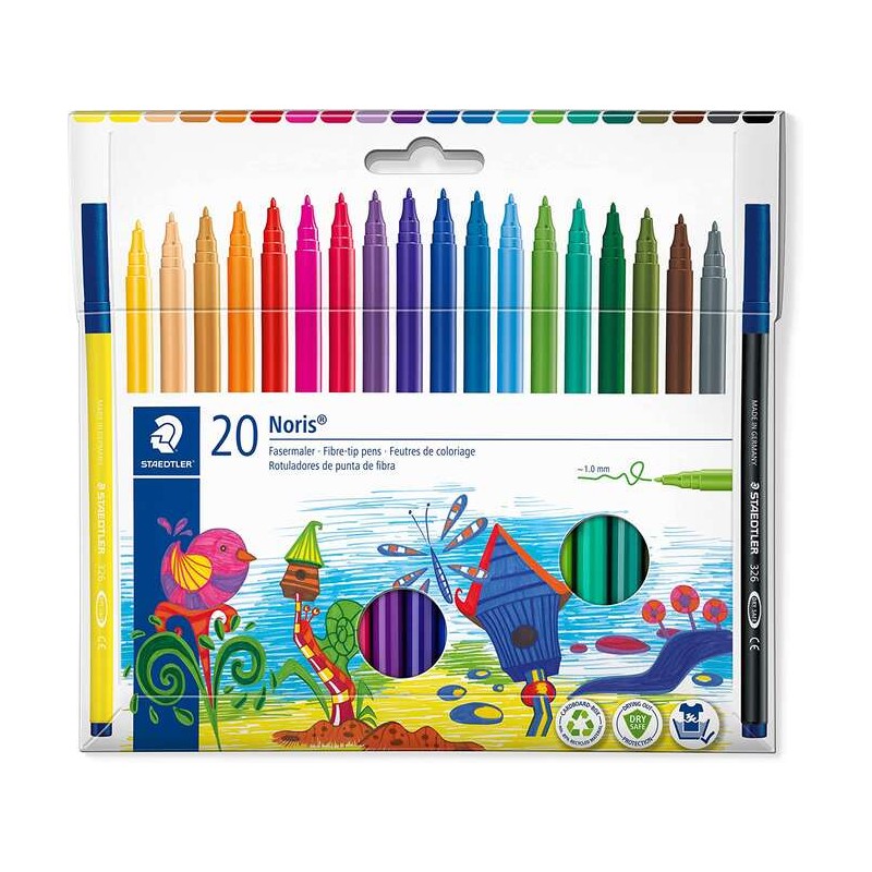 Staedtler 326 Confezione da 20 penne con punta in fibra - Tratto 1.0 mm circa - Resistente alla pressione - Inchiostro a