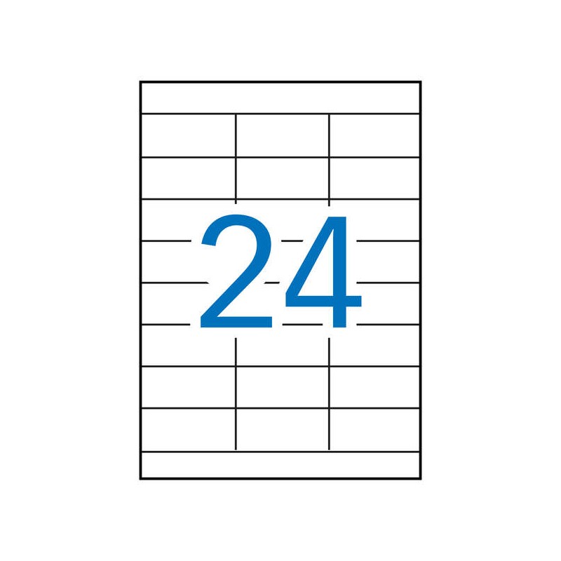 Apli Confezione da 2.400 etichette rettangolari 70x33.8 mm - 100 fogli per 24 etichette - Adesivo permanente - Bordi dir
