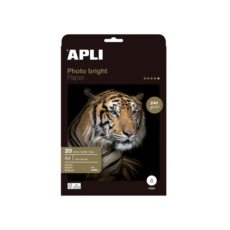 Apli Photobright Carta fotografica A4 240g 20 Fogli