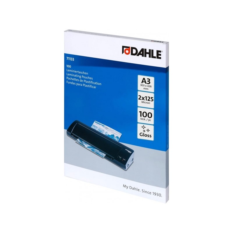 Dahle Confezione da 100 maniche di laminazione lucide A3 - 125 Micron - Alta qualità - Trasparente