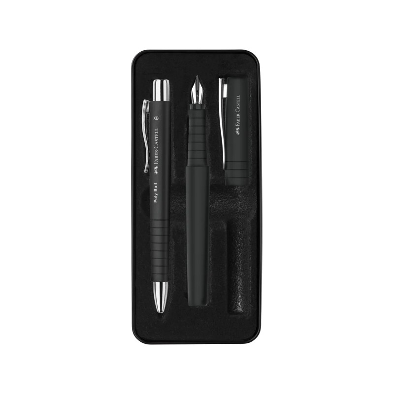 Penna a sfera e penna a sfera Faber-Castell Poly con pennino B-Pen - Clip in metallo - Colore nero