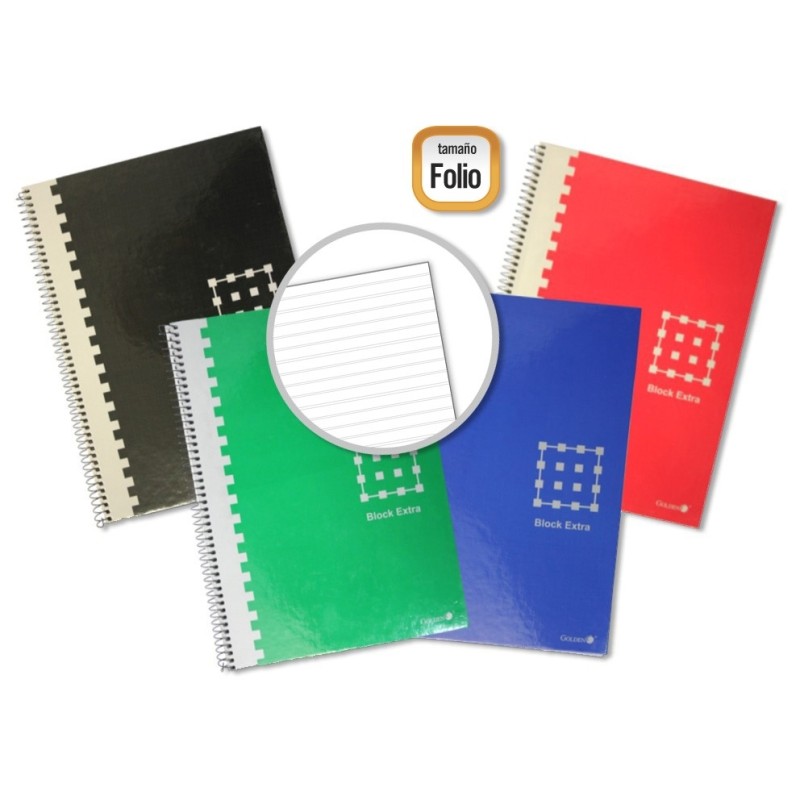 Golden Confezione da 6 quaderni a spirale Folio 80 fogli 60 g/m² foderati - margini rimarcati - copertina extra rigida 