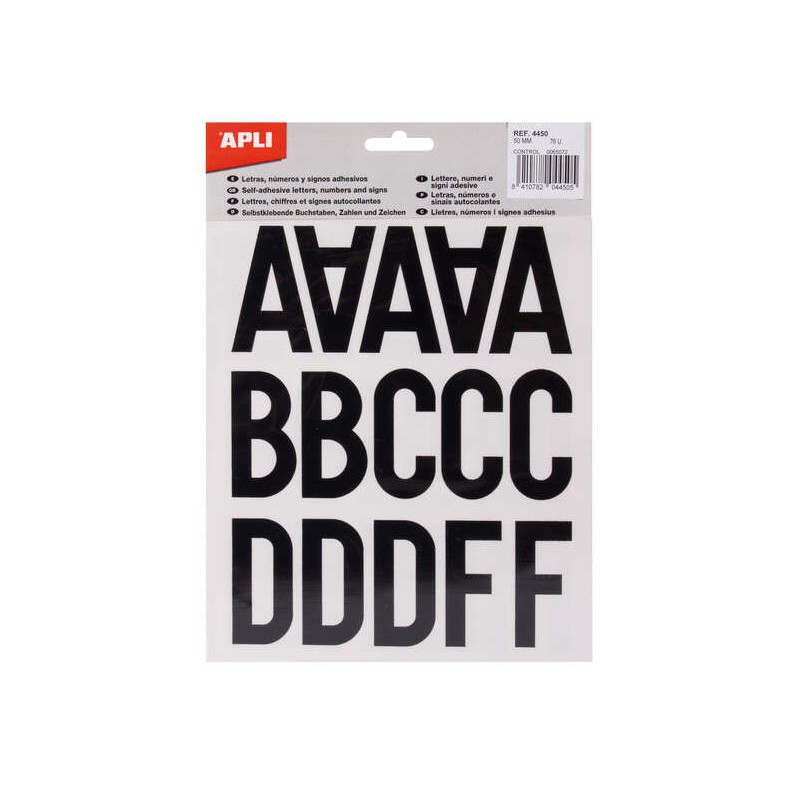 Lettere adesive piccole Apli - Altezza 50 mm - Confezione da 5 fogli - Nero - Facile identificazione e segnalazione