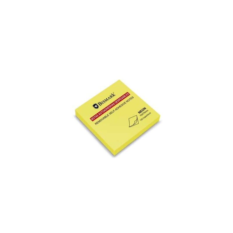 Bismark Blocco di 100 foglietti adesivi 76x76 mm - Giallo neon