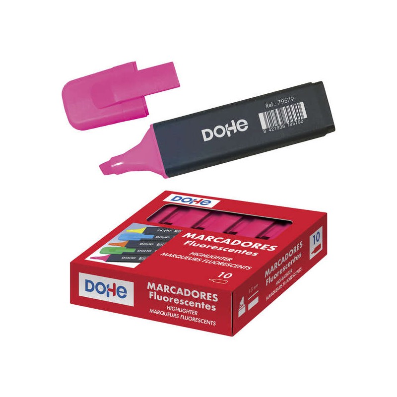 Pennarelli fluorescenti Dohe - Punta smussata da 1 a 5 mm - Clip a cappuccio - Adatti a tutti i tipi di carta - Colore r