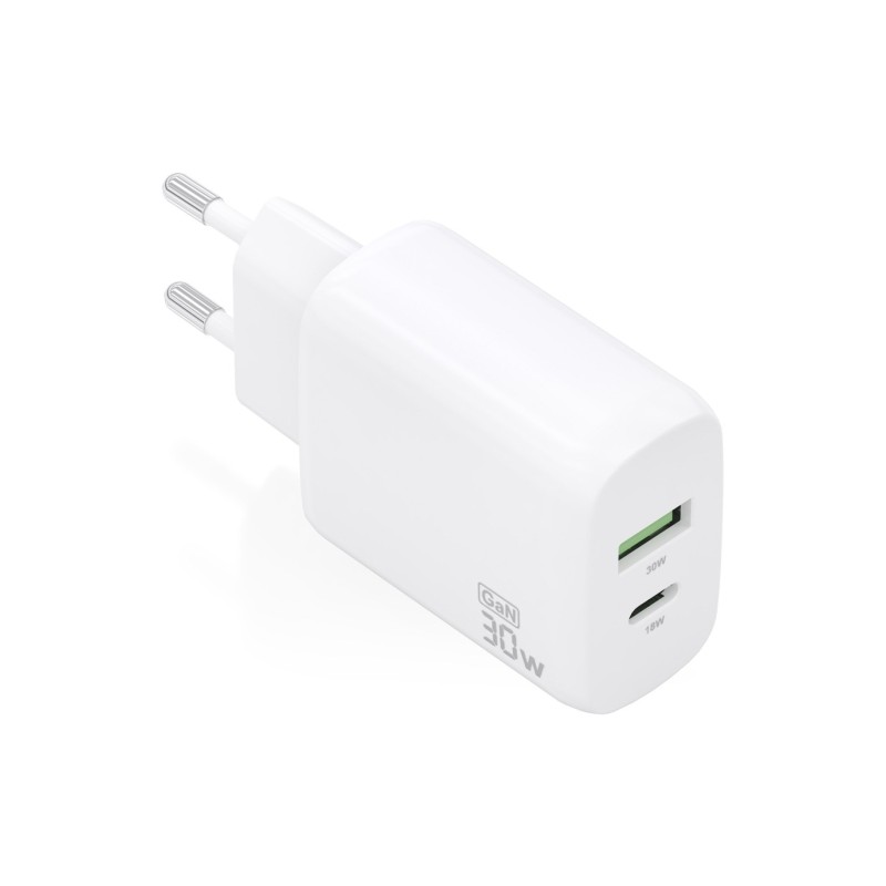 Caricabatterie Aisens GaN 30W - 1xUSB-C PD3.0 QC4.0 - 1xUSB-A QC3.0 - Colore Bianco