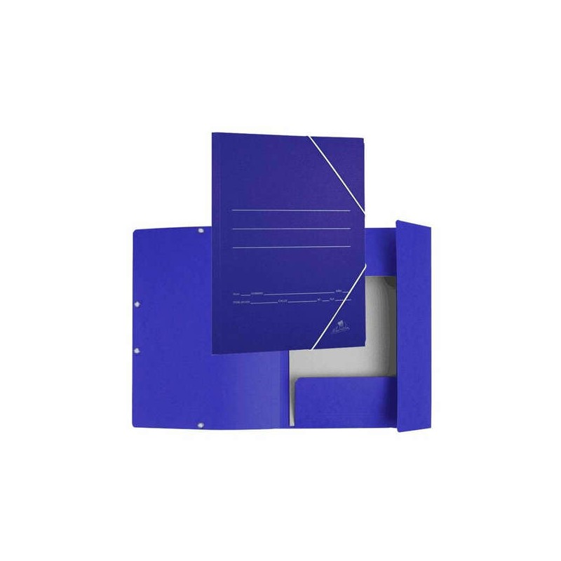 Cartella di cartone con lembi Mariola Folio 500gr/m2 - Dimensioni 34x25x1cm - Chiusura con elastico - Colore blu opaco
