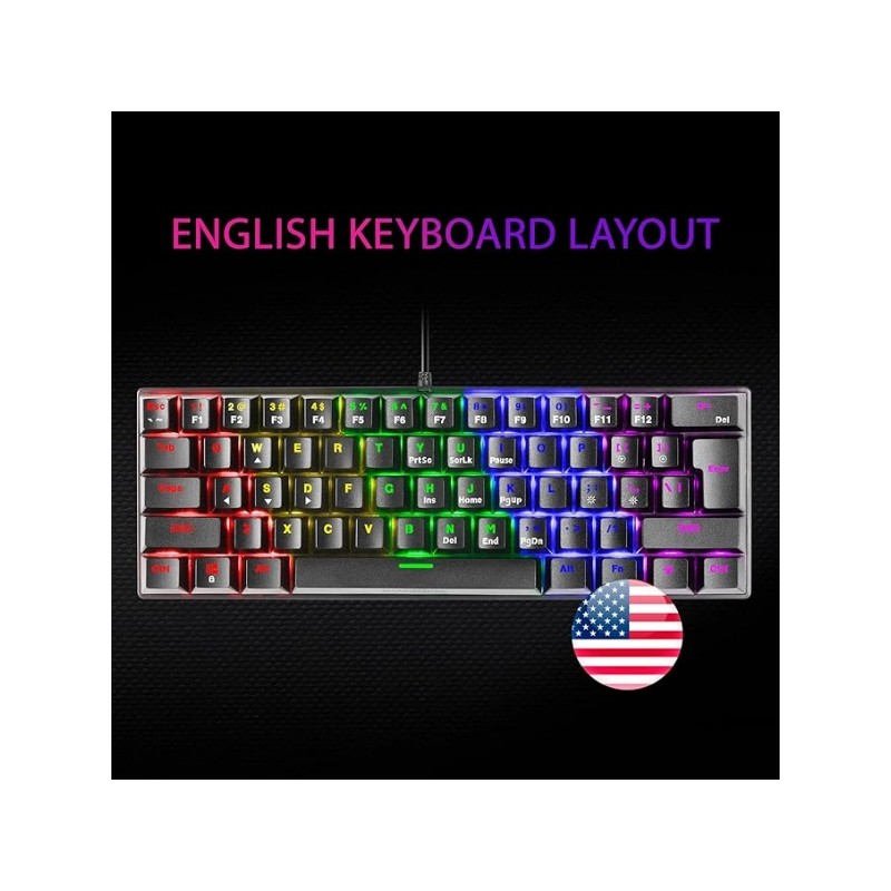 Tastiera meccanica da gioco Mars Gaming MK60 - Ultra-compatta 60% - Illuminazione RGB - Interruttori antipolvere - Tasti