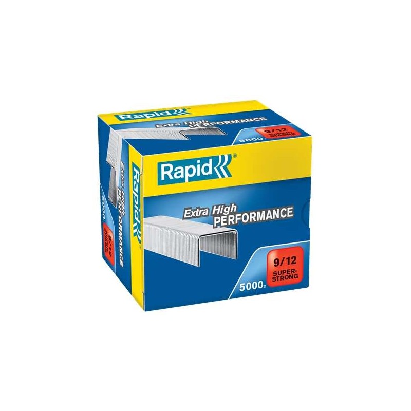 Rapid Super Strong Box di 5000 punti metallici 9/12 - Da 60 a 90 fogli - Filo zincato super rinforzato - Pin da 12 mm