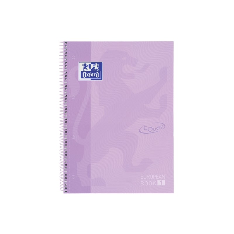 Oxford School Touch Europeanbook 1 Taccuino A4+ 80 fogli microperforati con griglia 5x5 mm - Copertina morbida - Malva p
