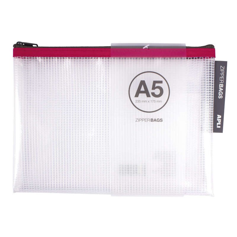 Apli Buste in gomma Eva trasparente - Formato A5 (235x175 mm) - Morbide. resistenti e durevoli - Chiusura a cerniera - C