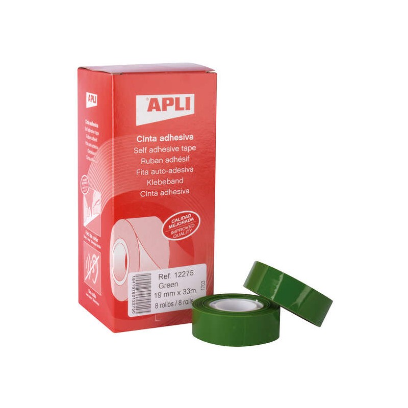 Nastro adesivo in polipropilene Apli 19 mm x 33 m - Resistente agli strappi - Facile da tagliare - Adesivo di alta quali