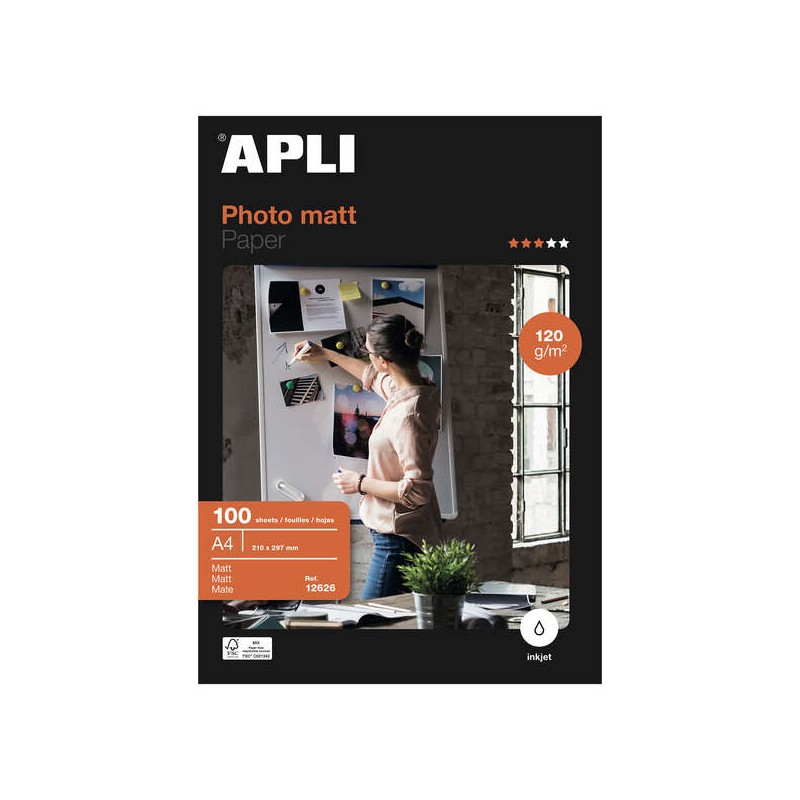 Apli Carta fotografica opaca A4 120g 100 fogli