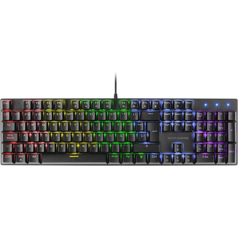 Tastiera meccanica RGB Mars Gaming MK422 - Tecnologia antipolvere - Effetti luminosi arcobaleno - Tasti ultraresistenti 