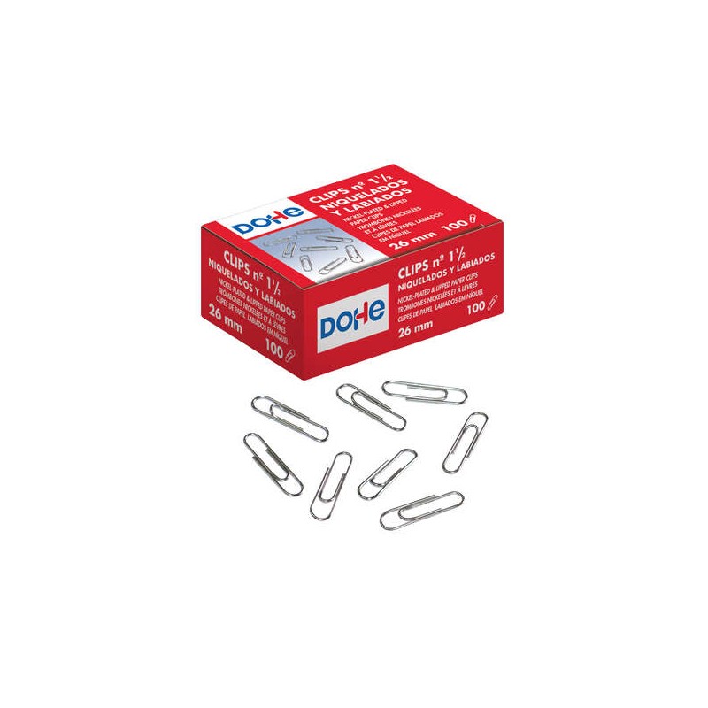 Dohe confezione da 100 clip a labbro n. 1 1/2 26 mm - nichelato