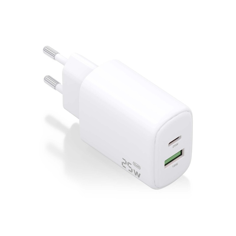 Caricabatterie Aisens 25W - 1xUSB-C PD3.0 - 1xUSB-A QC3.0 - Colore Bianco