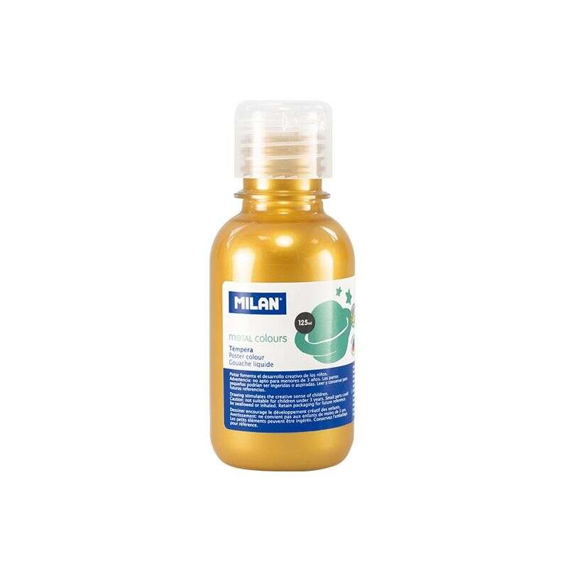 Bottiglia di tempera Milano 125ml - Tappo dosatore - Asciugatura rapida - Miscelabile - Colore oro