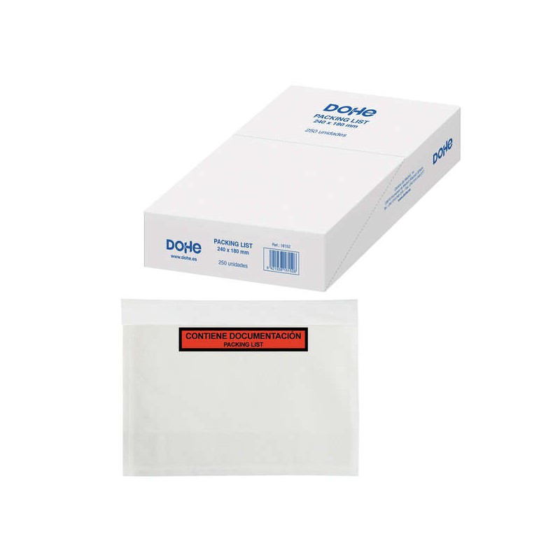 Dohe Scatola da 250 buste autoadesive per l'invio di documenti - Packing List Invii speciali