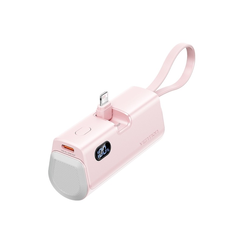 Vention PowerBank 4800mAh - Lightning - Carica rapida 22.5W - Connettore pieghevole - Colore rosa