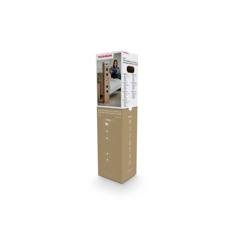 Thomson DS121CD Torre sonora - Potenza musicale 60W - Colore legno/bianco