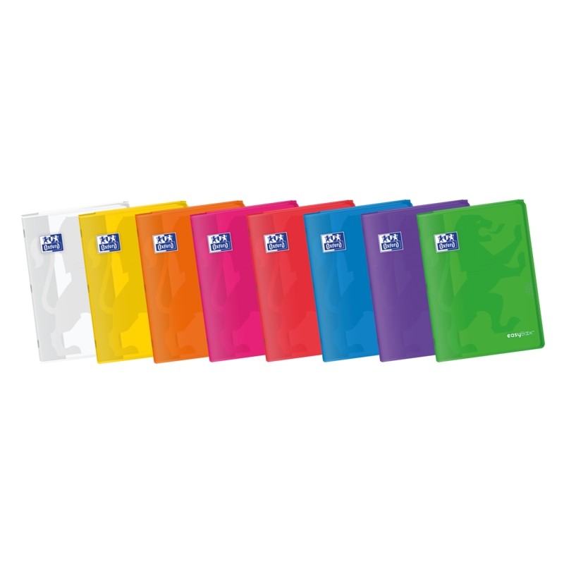 Quaderno Oxford Easybook A4 con punti metallici - Copertina rigida in plastica - 48 fogli a margine - Quadrato 4 x 4 - C