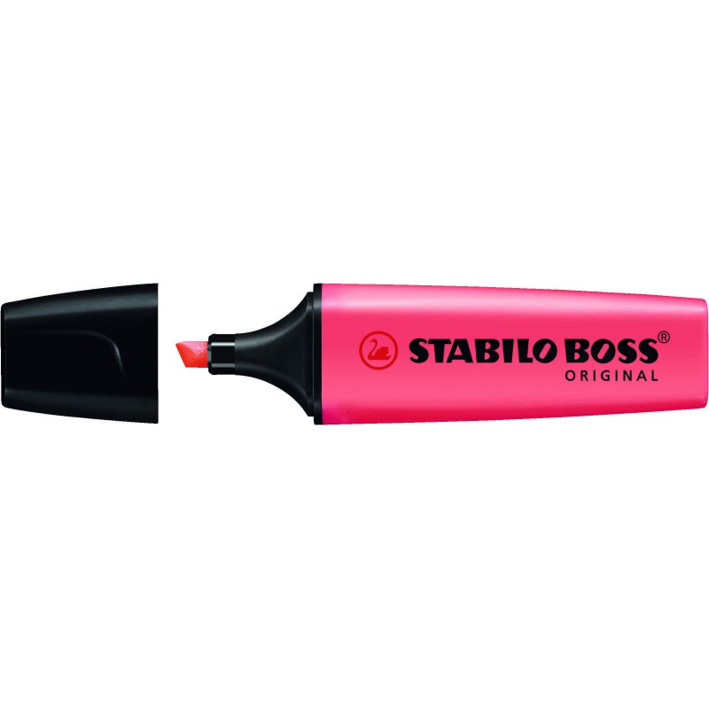 Stabilo Boss 70 Pennarello evidenziatore - Da 2 a 5 mm - Ricaricabile - Inchiostro a base d'acqua - Colore rosso fluores