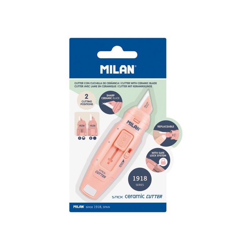 Taglierino in ceramica sostituibile Milano 430 Collection - Lama con protezione - Blocco di sicurezza - Colore rosa